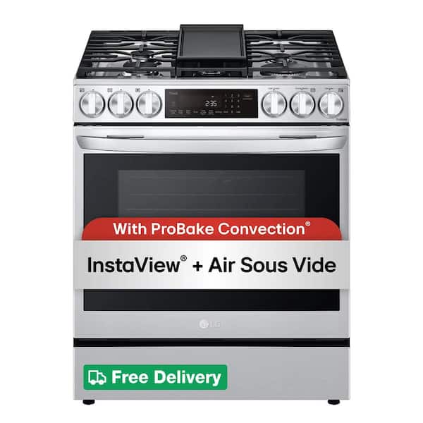 6.3 cu. ft. 30 in Smart ProBake Slide-in Dual Fuel Range with Gas Stove and Electric Oven in PrintProof Stainless Steel