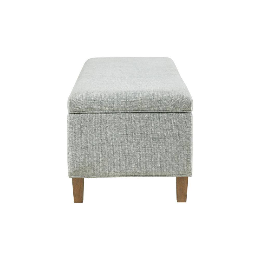 Soft Blue 48" Upholstered Storage Bench with Wood Legs