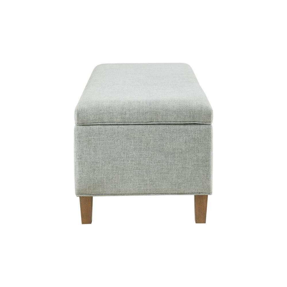 Soft Blue 48" Upholstered Storage Bench with Wood Legs