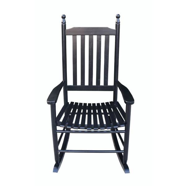 Mondawe Black Wooden Outdoor Porch, Outdoor Wood Rocking Chair Black