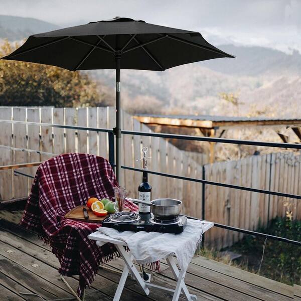 auto open patio umbrella 6 ft. Steel Auto Open Button Patio Umbrella in Black L0CNXDHV73