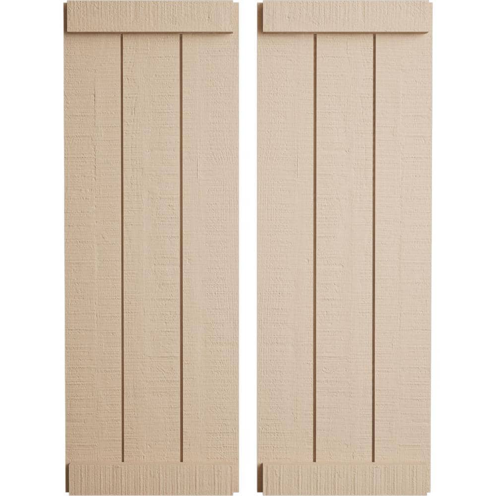 16.5 in. x 48 in. Timberthane Polyurethane 3-Board Joined Board-n-Batten Rough Cedar Faux Wood Shutters, End Batten Pair price history on PriceWatchPro