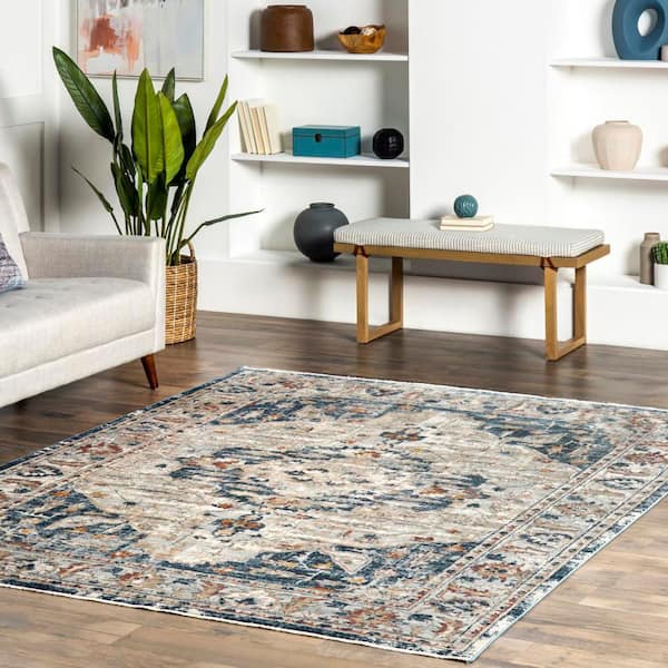 Josephine Winged Cartouche Area Rug Gray 6' ft. x 6' ft. Area Rug