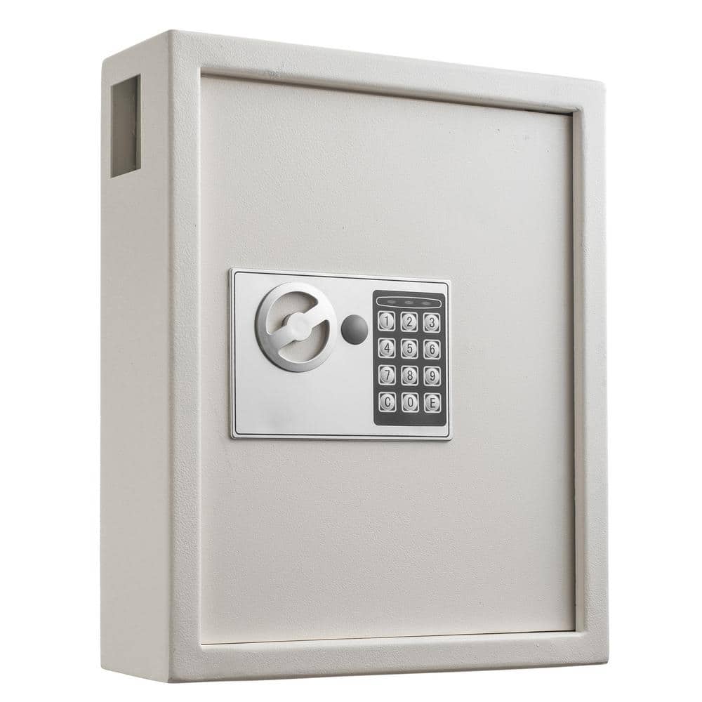 40-Key Steel Heavy-Duty Safe Lock Box Key Cabinet with Digital Lock, White 