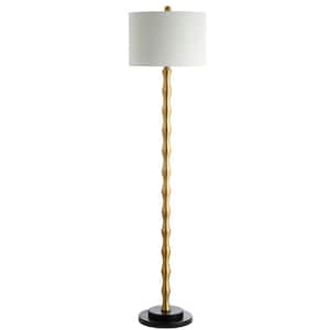 Kolten 60.5 in. Antique Brass/Gold Floor Lamp with Off-White Shade