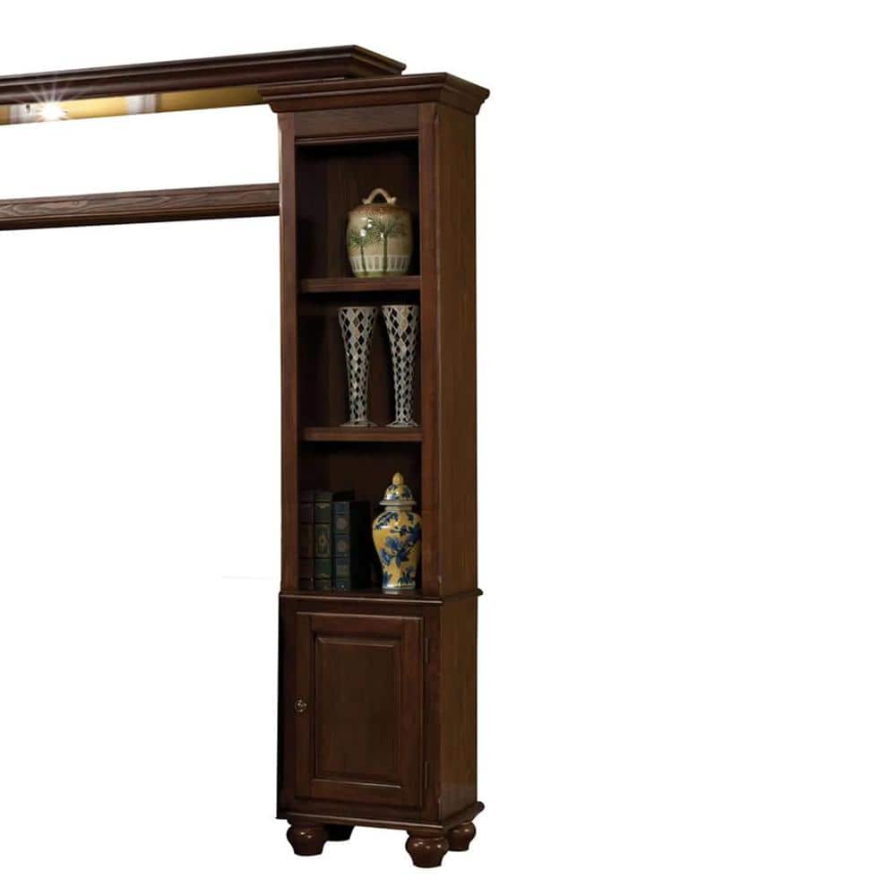 Dita Walnut Wood Entertainment Center with Side Piers and Shelf Bridge