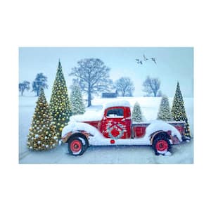 Unframed Home Celebrate Life Gallery 'Snowy Red Truck' Photography Wall Art 12 in. x 19 in.
