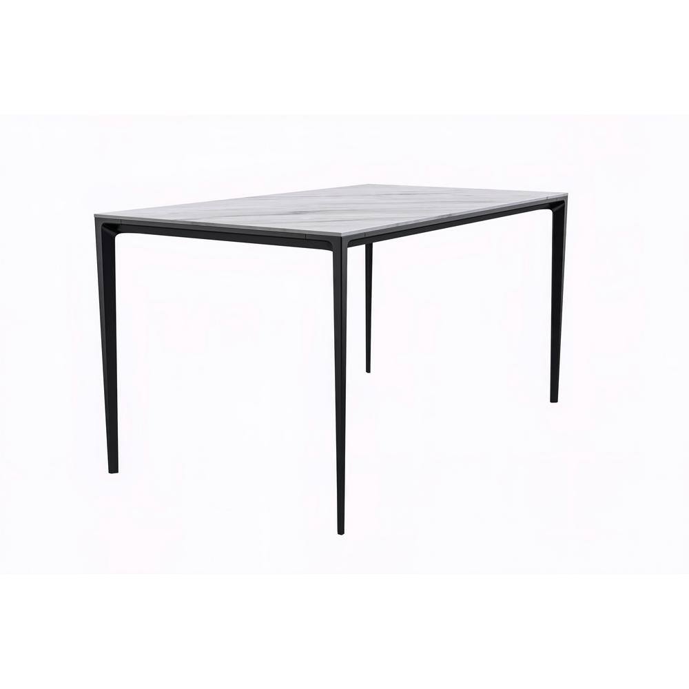 Avo Modern White Rectangular Sintered Stone Tabletop 62 in. 4 Legs Stainless Steel Dining Table Seats 8