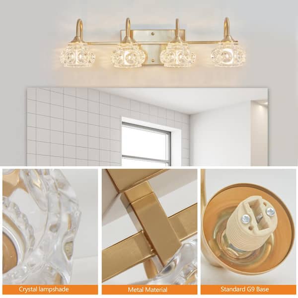 ♡n41♡ Amucolo 22.8 in. 4-Light Golden Wall Sconce Bathroom Vanity