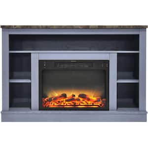 Oxford 47.8 WFreestanding Electric Fireplace in slate blue with A/V Storage