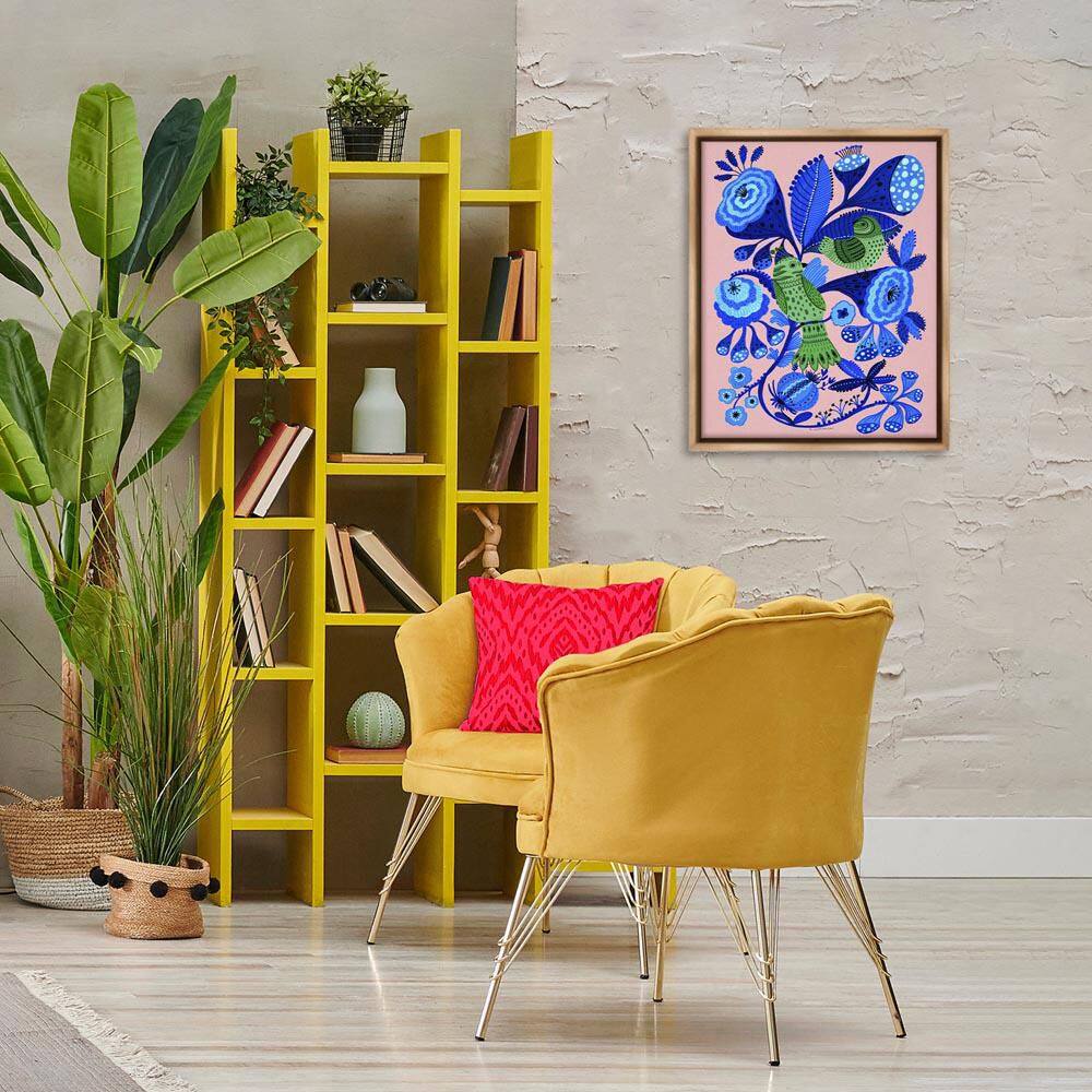 Folk Style Birds in Nature by Kay Widdowson Brown Floater Frame Animal Graphic Art Print 21 in. x 17 in. price history on PriceWatchPro