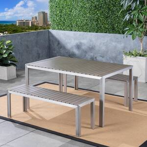 Cape Coral Silver 3-Piece Aluminum Outdoor Dining Set