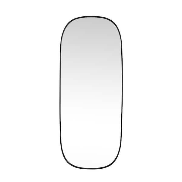 Unbranded Timeless Home 30 in. W x 72 in. H x Modern Metal Framed Oval Black Mirror