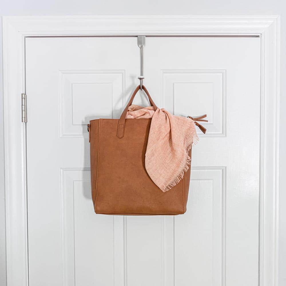 Satin Nickel Single Prong Ceramic Insert Over-the-Door Hook