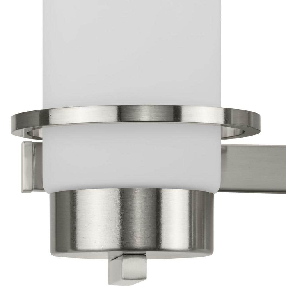 Brushed Nickel 3-Light Vanity Fixture with White Glass Shades