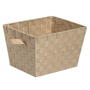 12 in. D x 10 in. W x 8 in. H Creme Polypropylene Woven Baskets (Set of 2)