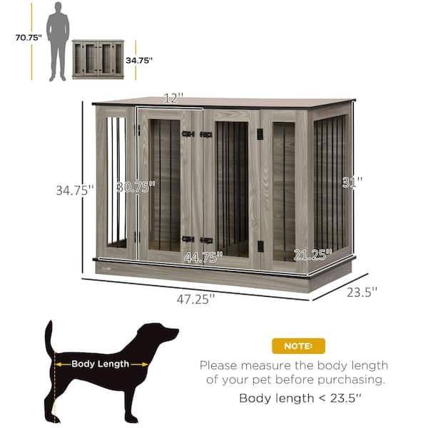 PawHut D02-087V80 Furniture Style Dog Crate with Removable Panel, End Table with Two Rooms Design - Large - 3