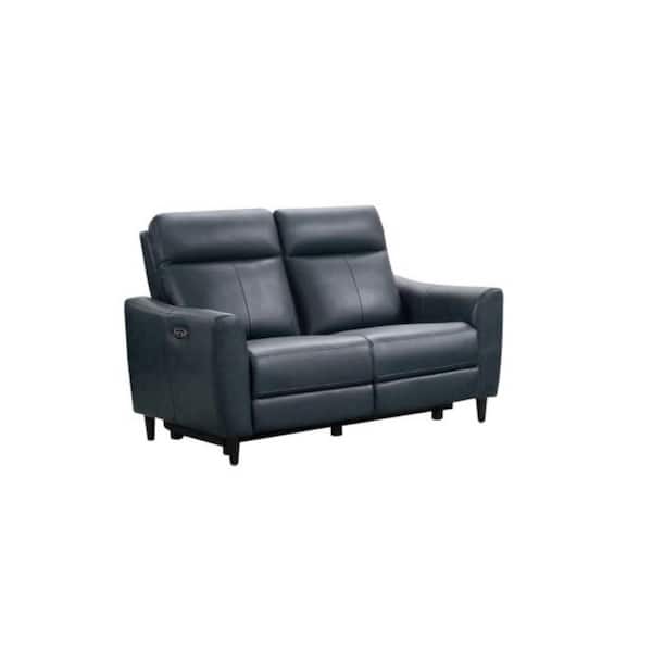 DEVON & CLAIRE Toure Navy Blue Leather Standard (No Motion) Recliner with Power Reclining