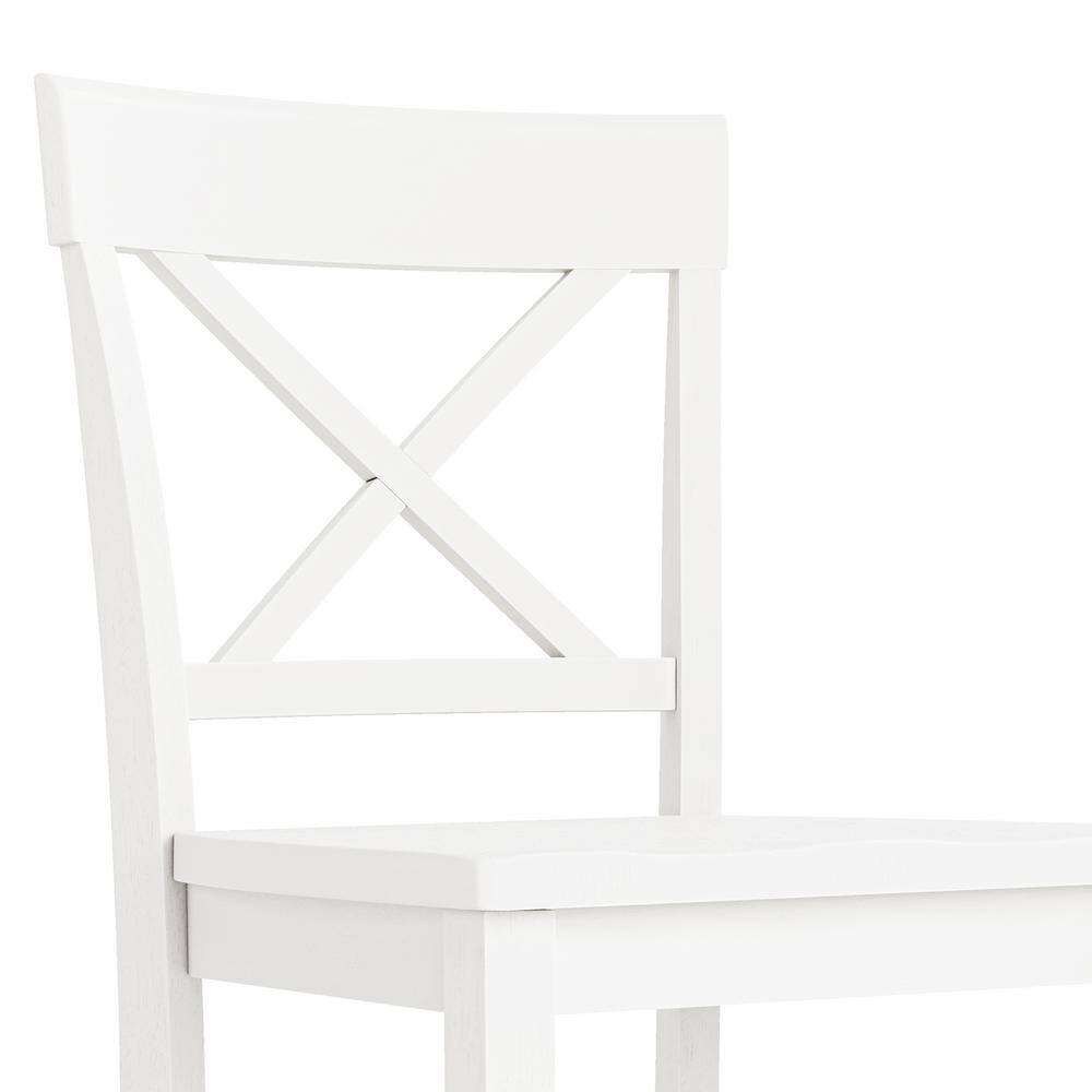 White Wood X-Back Counter Height Bar Stools Set of 4