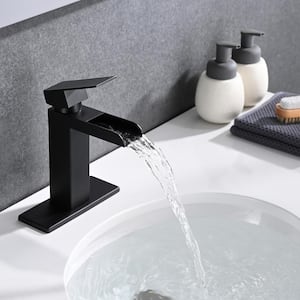 Ladera Single Handle Single Hole Bathroom Faucet with Deckplate Included and Pop up Drain in Matte Black