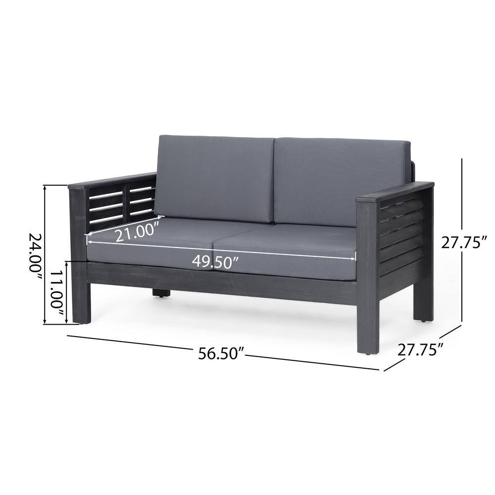 Dark Gray Acacia Wood 4-Seater Outdoor Chat Set with Cushions
