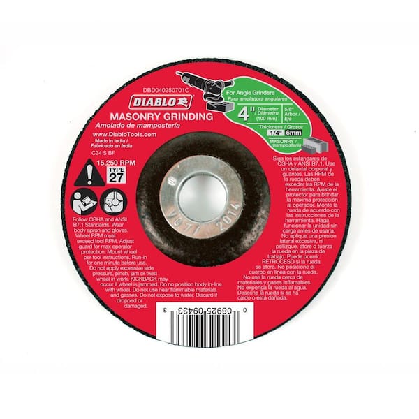 DIABLO 4 in. x 1/4 in.x 5/8 in. Masonry Grinding Disc with Depressed Center