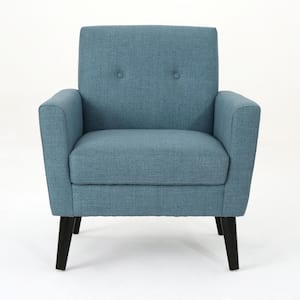 Sienna Mid-Century Modern Button Back Blue Fabric Club Chair