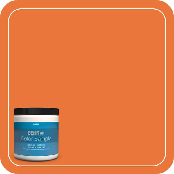BEHR PREMIUM PLUS 8 oz. Home Decorators Collection #HDC-MD-27 Tart Orange Satin Enamel Interior/Exterior Paint & Primer Color Sample
