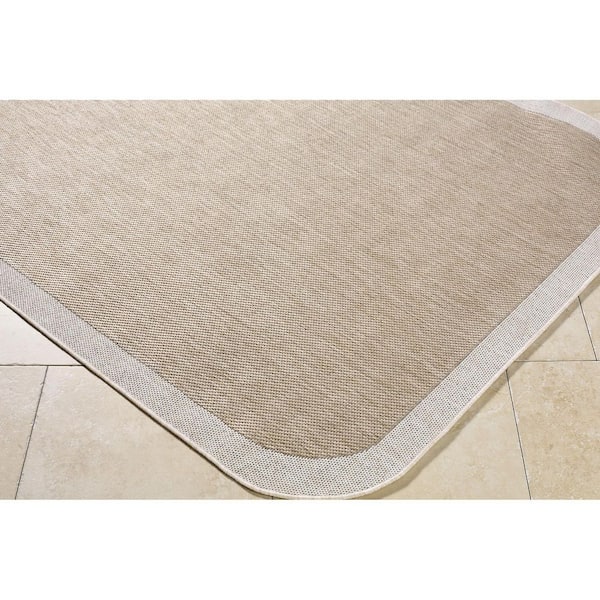 Miami Beach Tan Traditional Solid Color 6 ft. 7 in. x 9 ft. Indoor/Outdoor Area Rug
