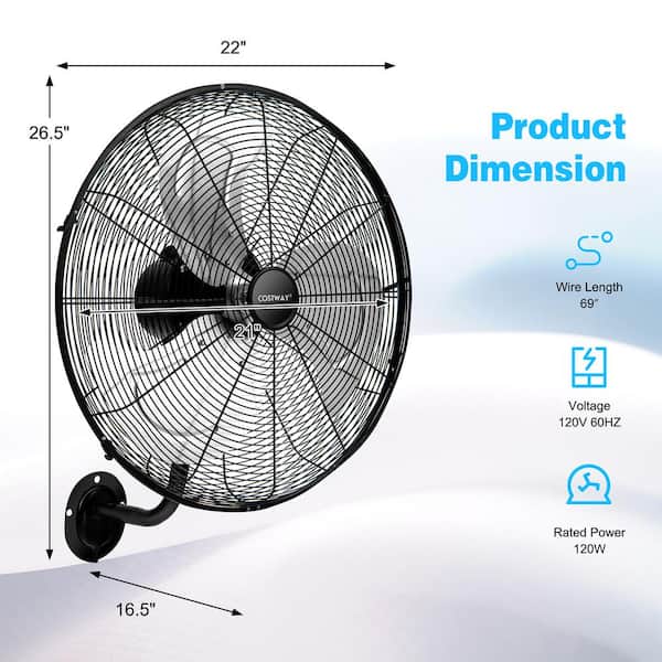 and Greenhouse use 21 Inch Household Commercial Wall Mount Fan,Industrial Exhaust Fan,Oscillating 3-Speed Fan,for Industrial Residential Commercial 