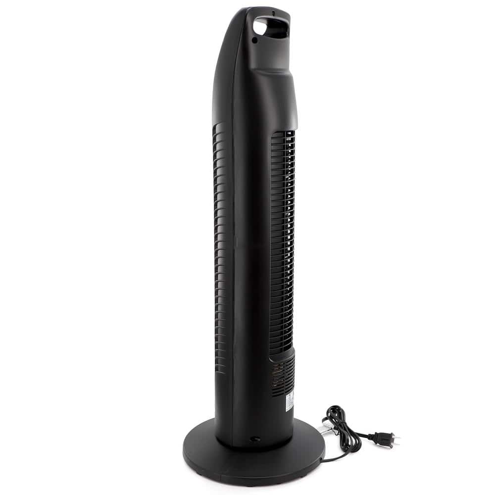 Black 32-Inch Oscillating Three-Speed Tower Fan