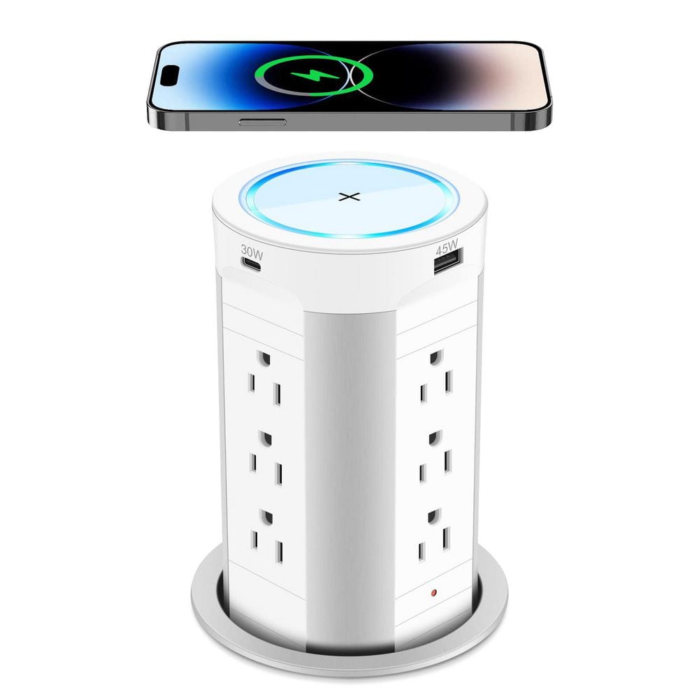 12-Outlets 2 USB-A, 2 USB-C Ports,15W Wireless Charger,Max 45W Power Delivery,Pop Up Countertop Outlet Tamper Resistant price history on PriceWatchPro