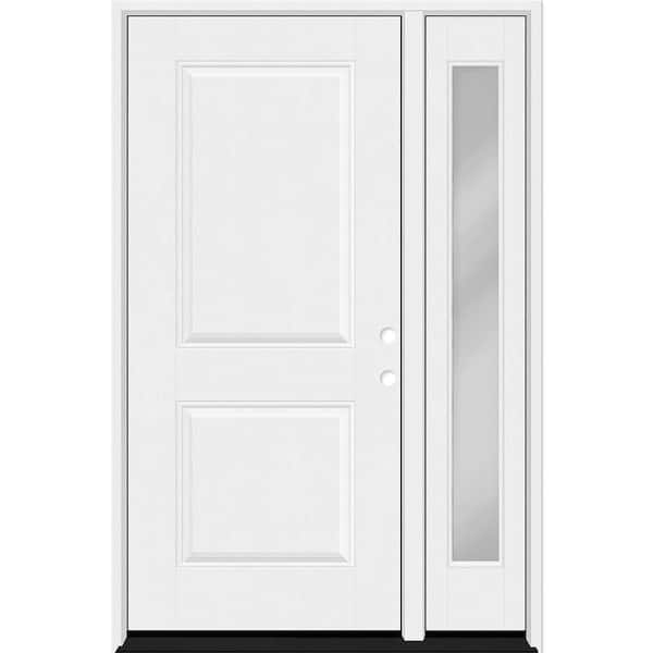 Regency 51 in. x 80 in. 2P Squaretop LHIS Unfinished White Mahogany Fiberglass Prehung Front Door w/Clear12in. SL 4-9/16