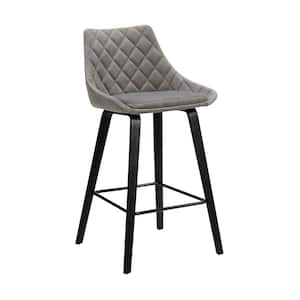 26 in. Gray and Black Low Back Metal Frame Bar Stool with Fabric Seat
