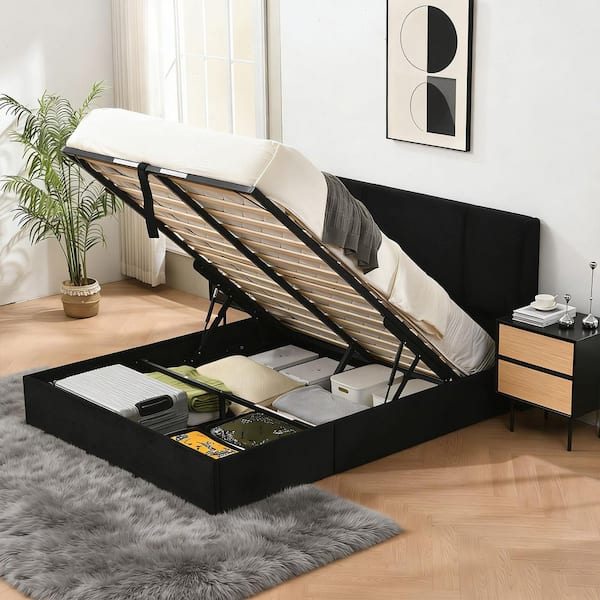 Ahokua Black Frame Full Size Wingback Upholstered Platform Bed