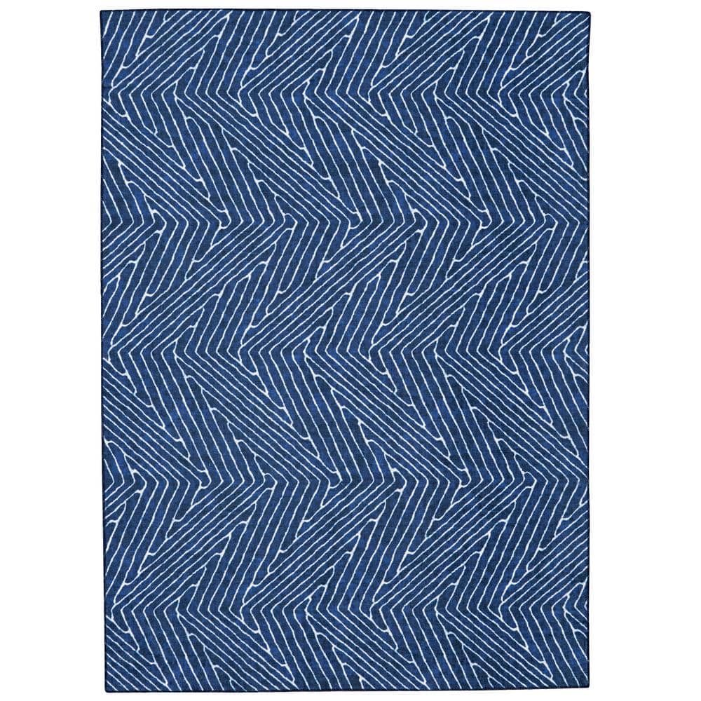 Washable Liam Blue/Ivory 3 ft. x 5 ft. Abstract Rectangle Area Rug price history on PriceWatchPro