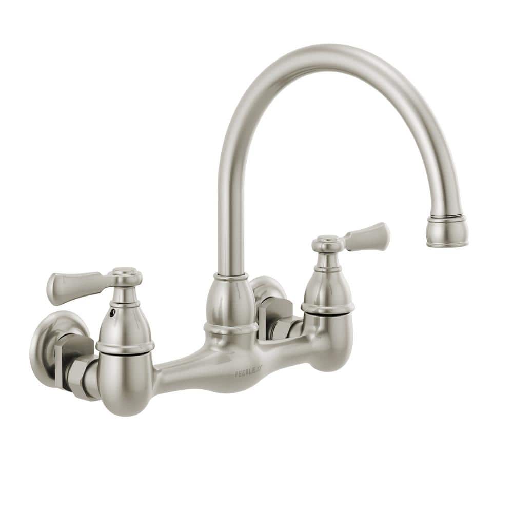 Peerless Elmhurst Two Handle Wall Mount Standard Kitchen Faucet in  Stainless P2765LF-SS