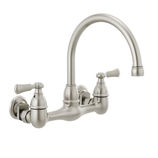 Peerless Elmhurst Two Handle Wall Mount Standard Kitchen Faucet in Stainless