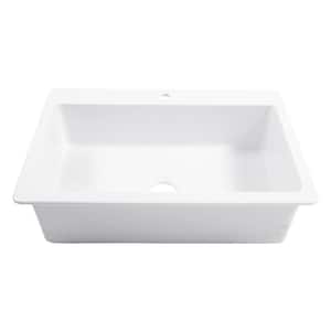 Jackson 33 in. 1-Hole Drop-in Single Bowl Crisp White Fireclay Kitchen Sink