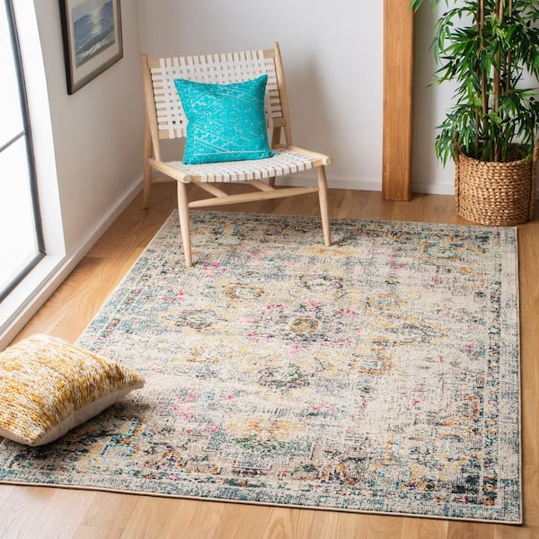 Madison Gray/Gold 2 ft. x 4 ft. Distressed Border Area Rug