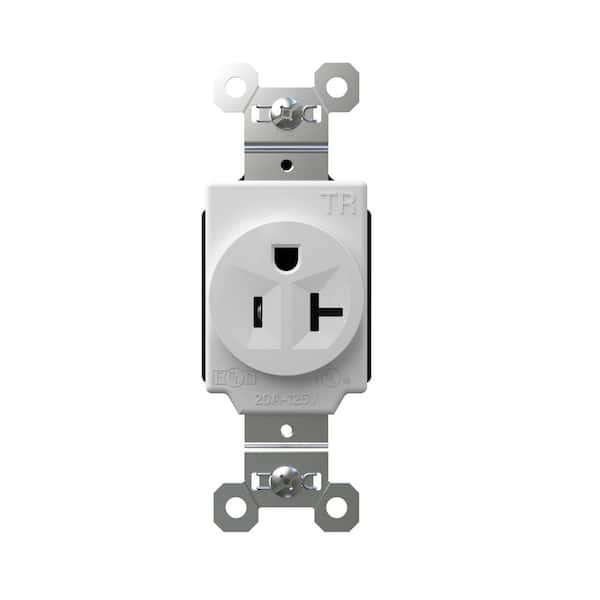 PlugTail 20 Amp Tamper Resistant Heavy-Duty Spec Grade Single Outlet White