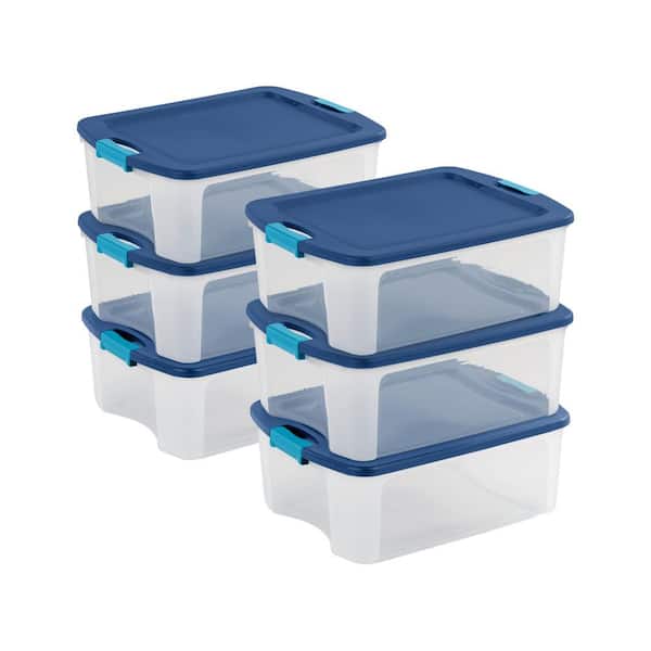 12 Gal. Latch and Carry Storage Tote, Clear (6 Pack) 14447406