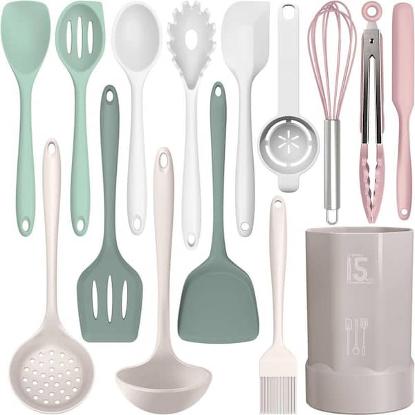 Multicolor Silicone Cooking Utensils Set 446°F Heat Resistant Nonstick Kitchen Utensil Gadgets Tools Set