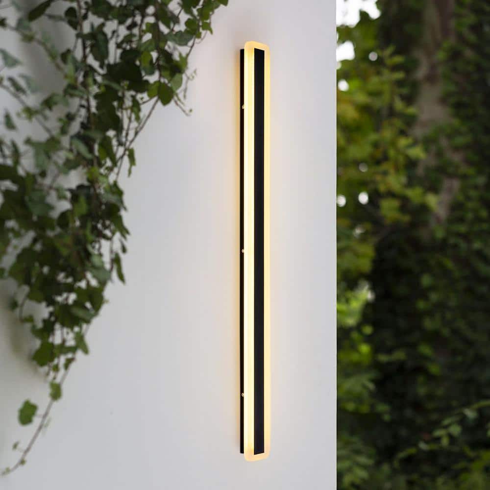 Ronan 23.6 in. Black Modern LED Integrated Linear Outdoor Cylinder Wall Sconce IP65 Waterproof Hardwired Bar Wall Light price history on PriceWatchPro