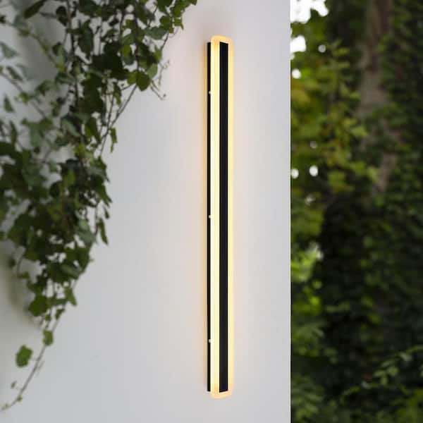 Ronan 23.6 in. Black Modern LED Integrated Linear Outdoor Cylinder Wall Sconce IP65 Waterproof Hardwired Bar Wall Light