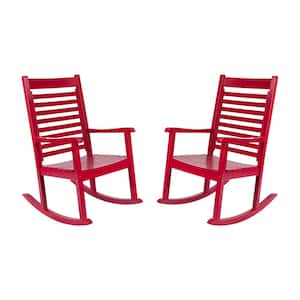 Chili Pepper Wood Outdoor Rocking Chair Set of 2 Patio Furniture, Porch Rocker, Wooden Rocking Chair, Indoor/Outdoor