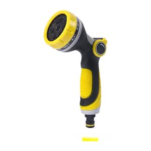 10-Pattern Water Gun Spray Hose Nozzle Thumb Control Sprinkler for Garden Watering, Yellow
