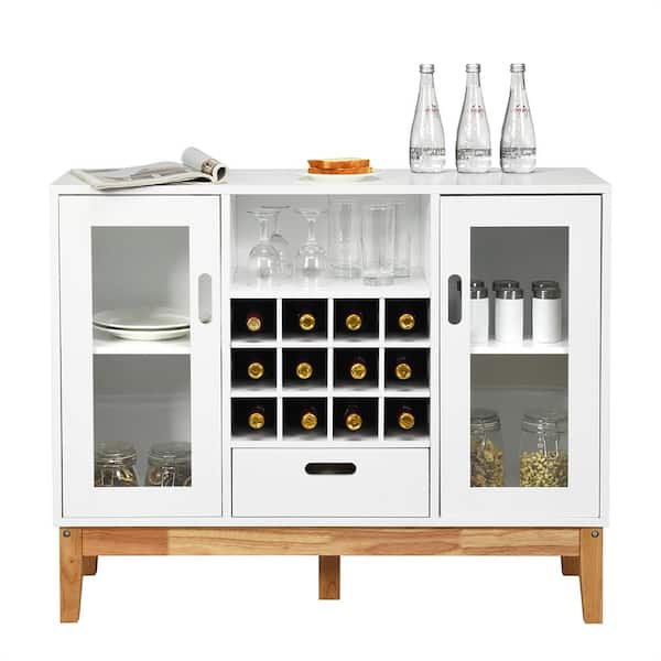 Kitchen Storage Cabinet Cupboard with Wine Rack and Drawers - Costway