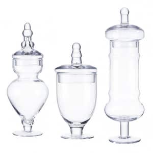 3-Piece Diamond Star Glass Decorative Candy Jars, Wedding Candy Organizer Canisters