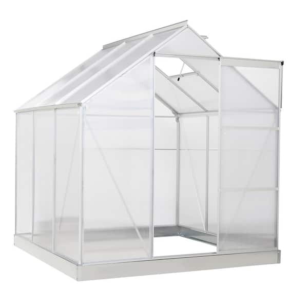 Outsunny 73.5 in. W x 76 in. D x 80.75 in. H Aluminium Silver Portable Walk-In Greenhouse